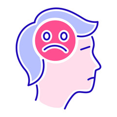 Depressed person color line icon. Mental disorder concept. Isolated vector element. Outline pictogram for web page, mobile app, promo