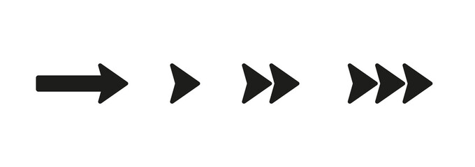 Flat vector arrow icon set for right, left, down and up direction pointer. Black rounded arrow sign for web cursor or button design. Navigation shape digital graphic collection. SET4