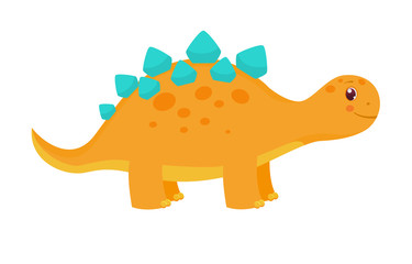 Cute cartoon vector childish orange dinosaur for kids