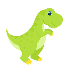 Cute cartoon vector green dinosaur for kids