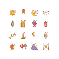 set of icons ramadan kareem