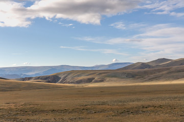 Fototapeta premium Typical view of Mongolian landscape. Mongolia steppe, Mongolian Altai