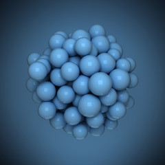 Abstract gray-blue background with spheres