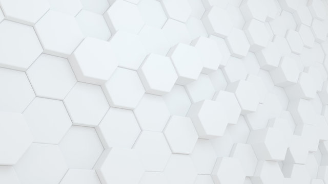 Abstract geometric white background with hexagons