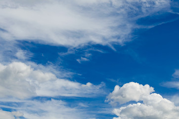 White clouds against a blue sky.