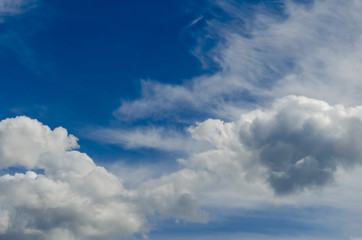Fototapeta na wymiar White clouds against a blue sky.