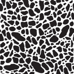 Fototapeta na wymiar Abstract two-tone pattern, seamless print of contrasting colors, black stones on a white background, imitation of terrazzo. Ideal for any your bold design or advertising project.