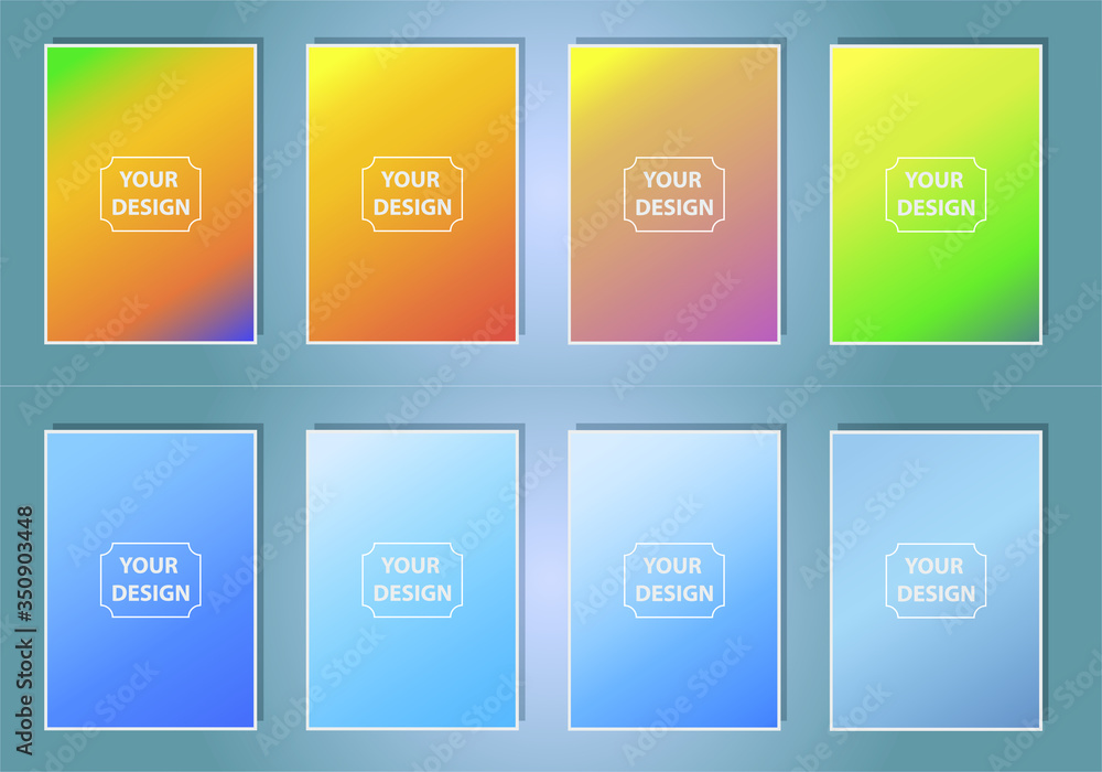 Poster abstract colorful a4 size vector blurred gradient backgrounds. holographic template for your cover a