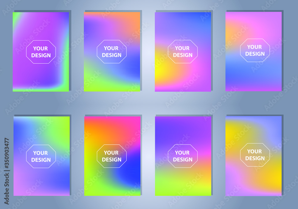 Poster abstract colorful a4 size vector blurred gradient backgrounds. holographic template for your cover a