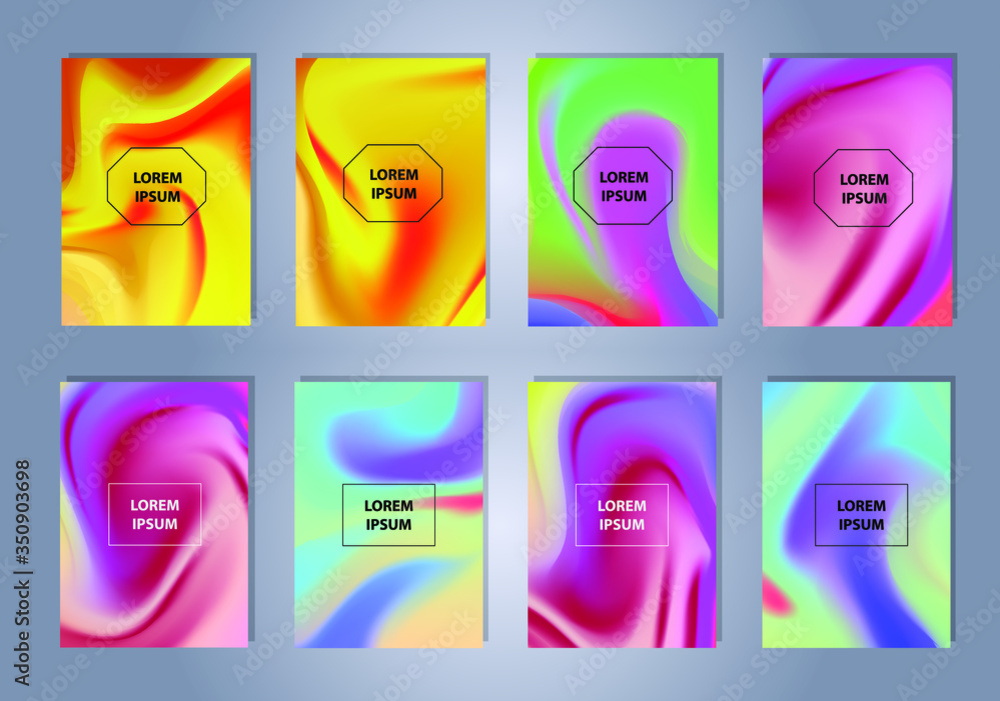 Poster abstract colorful a4 size vector blurred gradient backgrounds. holographic template for your cover a