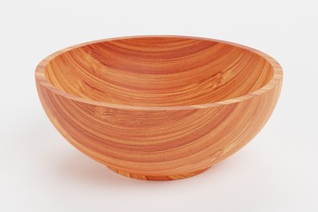 Realistic 3d Render of Bamboo Bowl