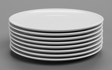 Realistic 3d Render of Ceramic Plates