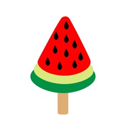 watermelon fruit ice cream illustration, colorful vector 