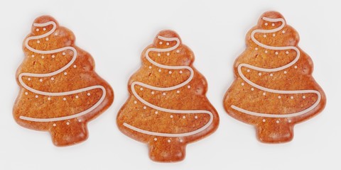 Realistic 3D render of Gingerbread Tree