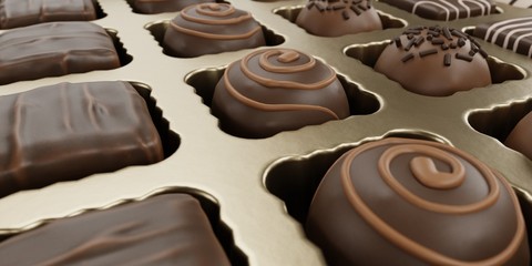 Realistic 3D Render of Chocolate Box