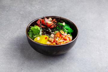 Poke Hawaiian dish, raw diced fish