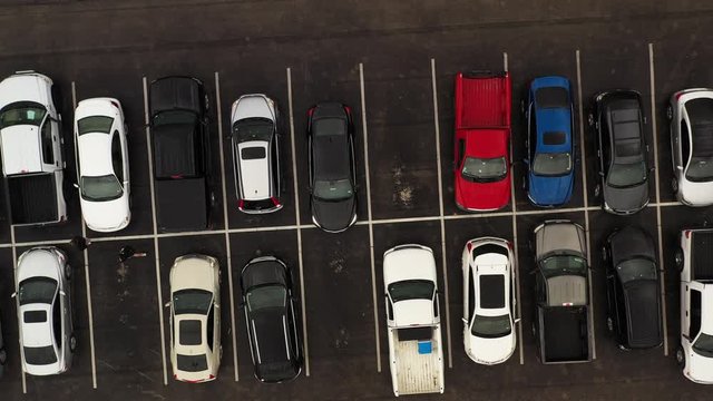 Straight Down View of Cars in a Parking Lot, Bryan, Texas, USA