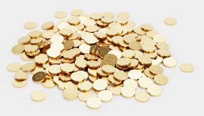 Realistic 3D Render of Pile of Coins