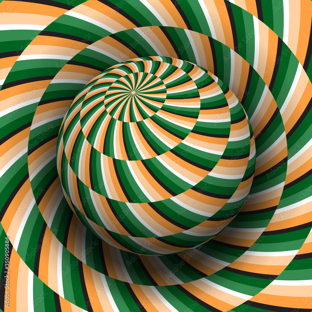 Aufkleber optical illusion hypnotic vector illustration of rotating spiral striped pattern. patterned orange g