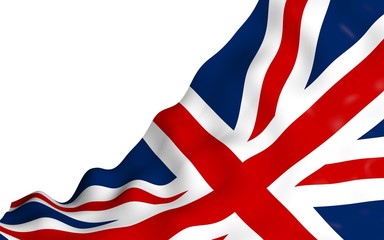 Waving flag of the Great Britain. British flag. United Kingdom of Great Britain and Northern Ireland. State symbol of the UK. 3D illustration