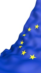 Slightly waving flag of the European Union isolated on white background, 3D rendering. Symbol of Europe. 3D illustration