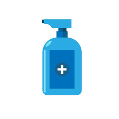 Antiseptic antibacterial liquid pump bottle for hygiene, medical use, vector flat illustration