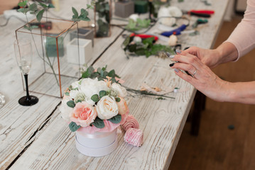 Naklejka na ściany i meble Diy is an artificial flower. Making artificial flowers. Master class for making flowers. Master class for making bouquets. Making beautiful bouquets with your own hands.