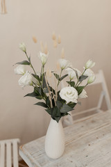 Composition of artificial flowers. Artificial flowers. Beautiful bouquet. Mixed flowers. Flowers in the interior. 
