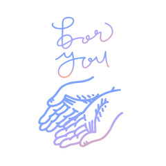 [for you]カリグラフィーと手のイラスト