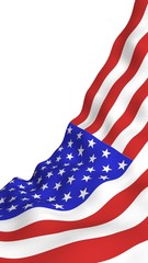 Waving flag of the United States of America. Stars and Stripes. State symbol of the USA. 3D illustration