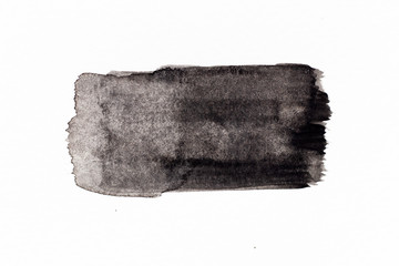 Black color watercolor handdrawing as line brush on white paper background