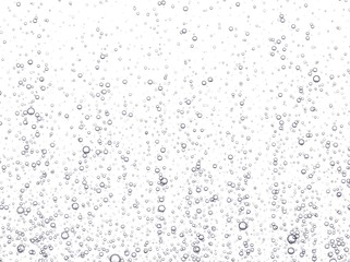 Underwater fizzing bubbles, soda or champagne carbonated drink, sparkling water isolated on white background. Effervescent drink. Aquarium, sea, ocean bubbles vector illustration. - obrazy, fototapety, plakaty