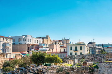 Fototapeta na wymiar ATHENS, GREECE - February 29, 2022: Street view of downtown Athens, Greece