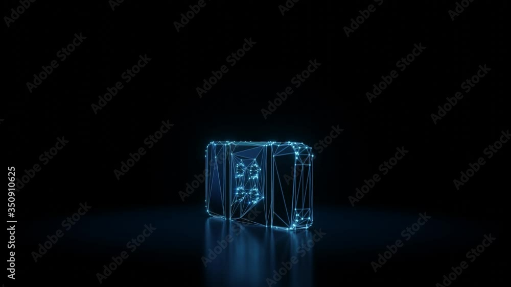 Poster 3d rendering seamless loop 4k rotation wireframe neon glowing symbol of band aid with four holes wit