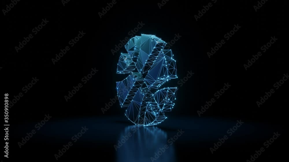 Poster 3d rendering seamless loop 4k rotation wireframe neon glowing symbol of basketball ball with shining
