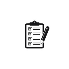 Clipboard pencil vector icon. Black illustration isolated on white background for graphic and web design.