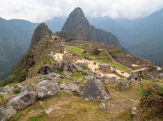 Macupicchu view with Waynapicchu mountain on the background