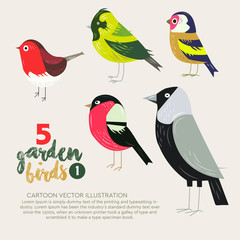Simple garden bird character vector illustration. Good for design object element on any media