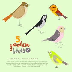 Simple garden bird character vector illustration. Good for design object element on any media