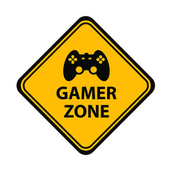 gamer zone sign on white background