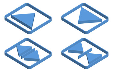 アイソメトリックスの青いボタンアイコンセット