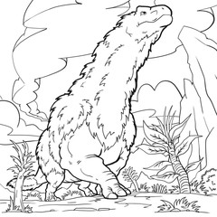 Coloring page. Cartoon dinosaur. drawing illustration for kids and children. © Михаил Пенькевич