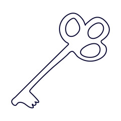 Vintage key in doodle style. Hand drawn vector illustration in black ink isolated on white background.  Great for coloring book.