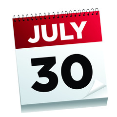 July 30th on a calendar page - illustrated.