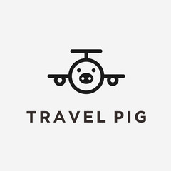 travel pig logo. aircraft logo