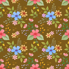 Colorful hand drawn flowers pattern vector design. can use for fabric textile wallpaper background.