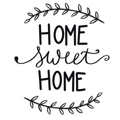 A close up of a Home Sweet Home quote isolated on white background. High quality photo