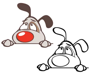 Poster Vectorillustratie van een schattige Cartoon karakter jachthond voor je ontwerp en computerspel. Kleurboekoverzicht © liusa