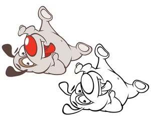 Gardinen Vektor-Illustration eines niedlichen Cartoon-Charakter-Jagdhundes für Sie Design und Computerspiel. Malbuch Gliederung © liusa