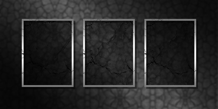 Abstract background illustration with photo frame on black color with copy space for your text